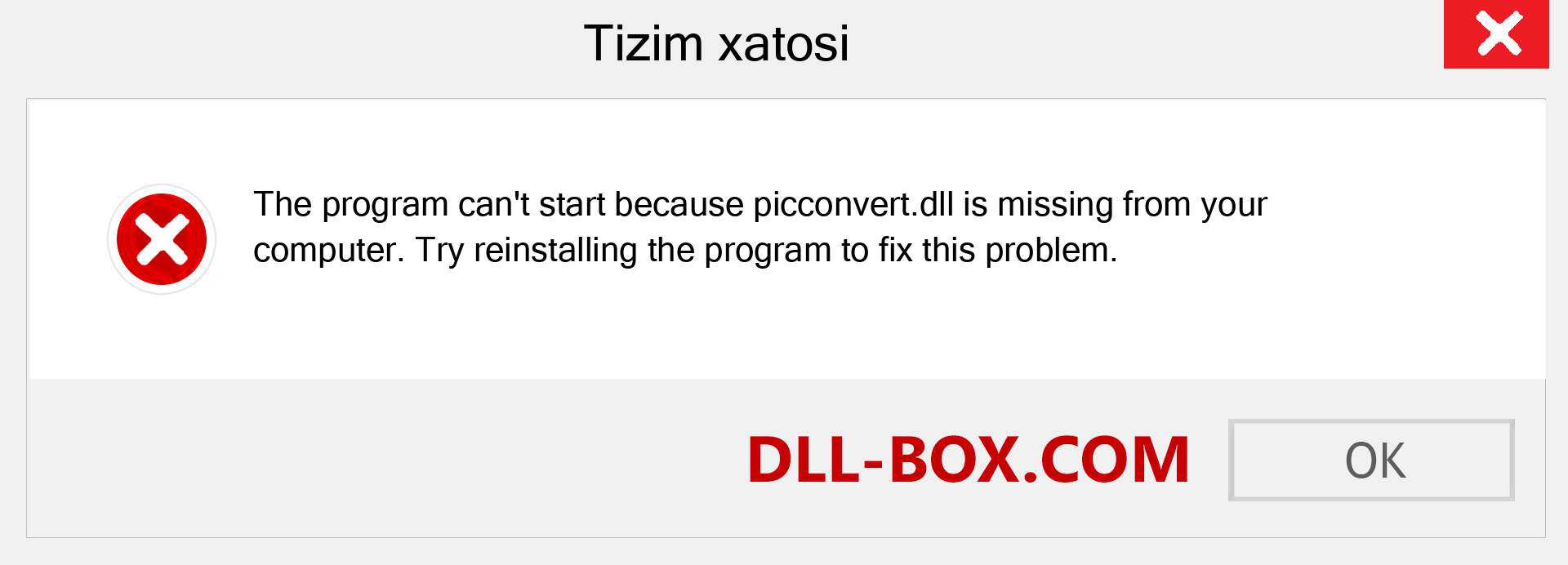 picconvert.dll fayli yo'qolganmi?. Windows 7, 8, 10 uchun yuklab olish - Windowsda picconvert dll etishmayotgan xatoni tuzating, rasmlar, rasmlar